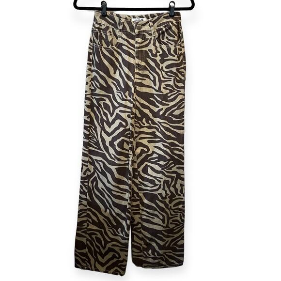 RSQ Zebra Striped Wide Leg High Waist Pants sz 24 - Picture 2 of 16